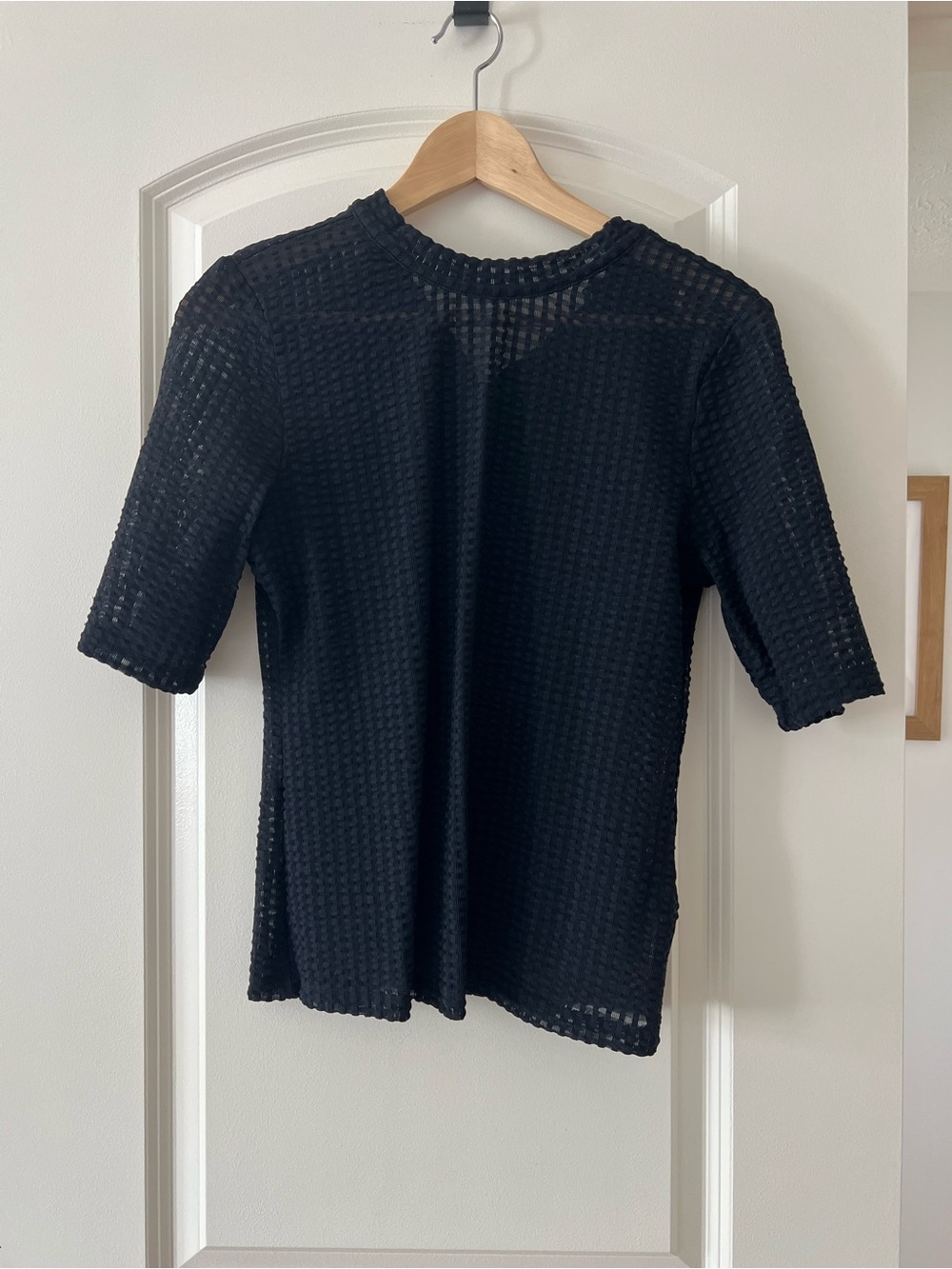Maeve Sheer Mesh Mock-Neck Top